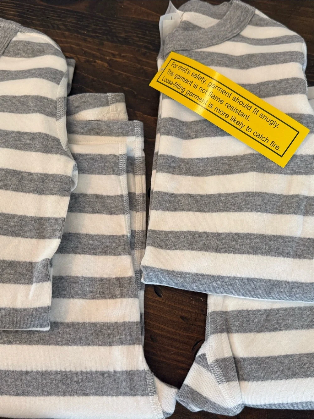 Two sets of Hanna Andersson Grey Striped Kids Pajamas, size 10 and 12. New!